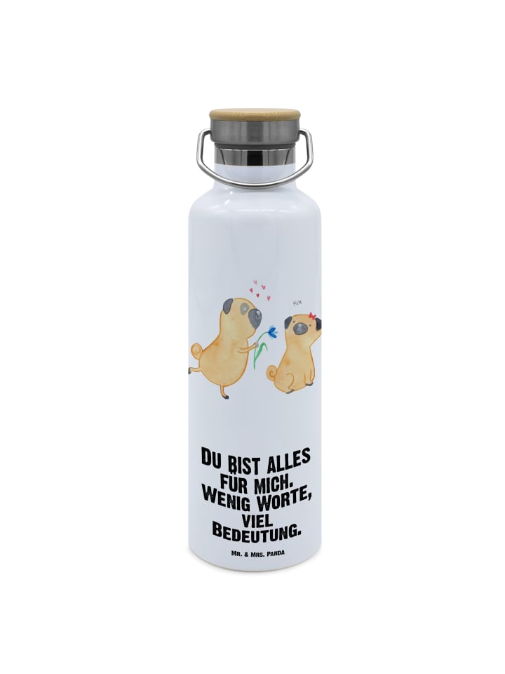 Mr. & Mrs. Panda Белая бутылка для воды с изображением мопса и надписью
Mr. & Mrs. Panda Белая бутылка для воды с изображением мопса и надписью