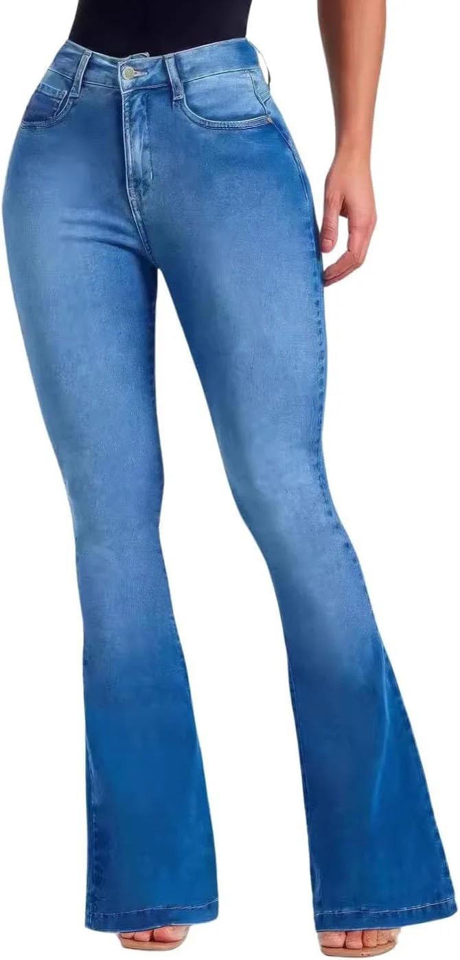 ebossy Женские Модные Растягивающиеся Расклешенные Джинсы High Waist Gradient Washed
ebossy Женские Модные Растягивающиеся Расклешенные Джинсы High Waist Gradient Washed