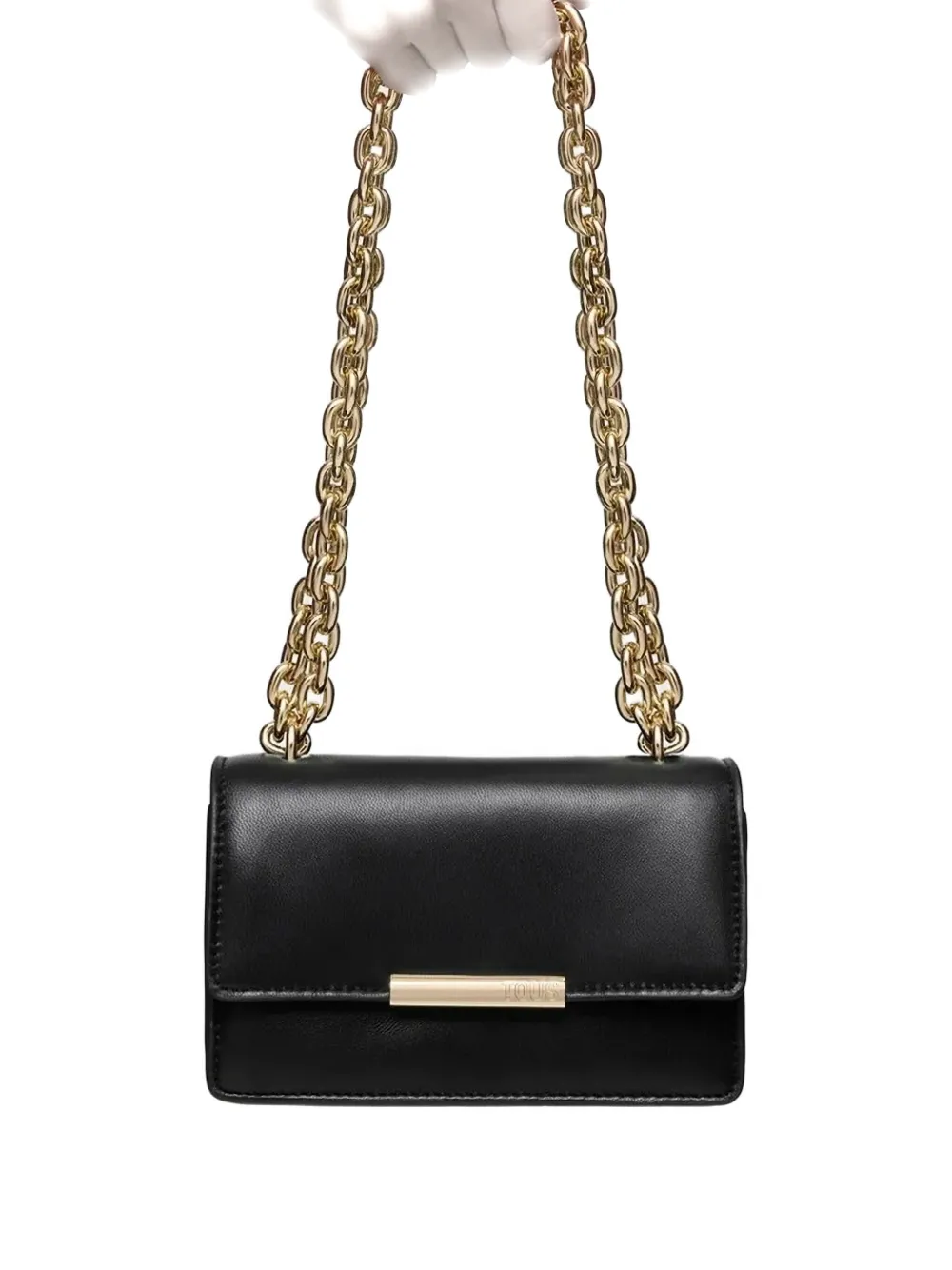 Сумка через плечо с цепочным ремешком и клапаном TOUS, черный 
Сумка через плечо с цепочным ремешком и клапаном TOUS, черный