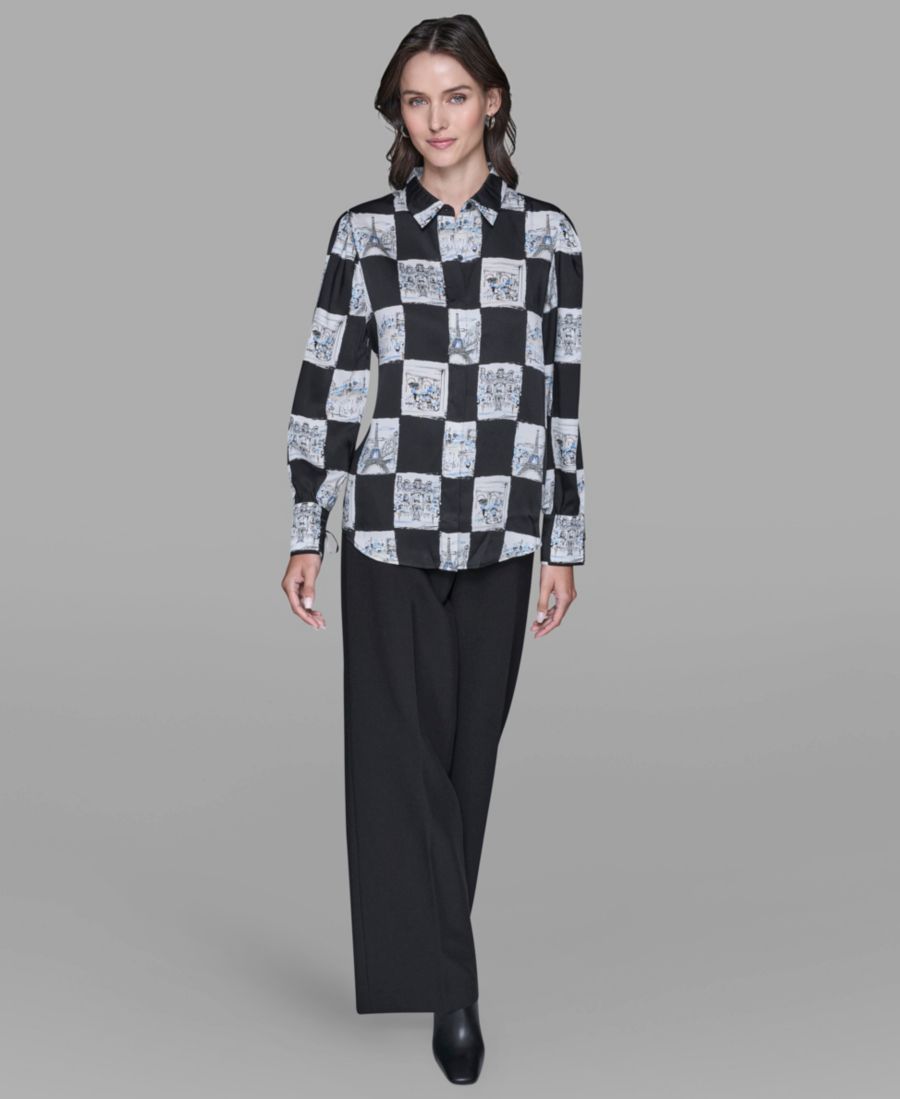 Женская блузка с принтом, воротником и длинными рукавами KARL LAGERFELD PARIS, Black Combo
Женская блузка с принтом, воротником и длинными рукавами KARL LAGERFELD PARIS, Black Combo
