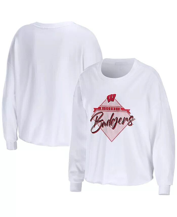 Женская укороченная футболка с длинным рукавом White Wisconsin Badgers Diamond Wear By Erin Andrews
Женская укороченная футболка с длинным рукавом White Wisconsin Badgers Diamond Wear By Erin Andrews