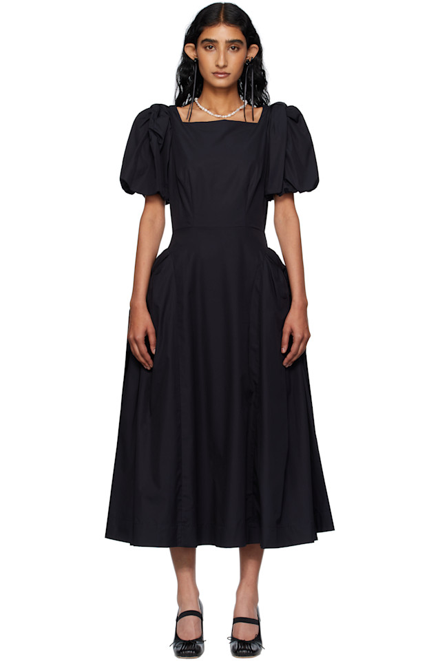 Платье миди с пышными рукавами-буфами и завышенной талией Simone Rocha, черный
Платье миди с пышными рукавами-буфами и завышенной талией Simone Rocha, черный