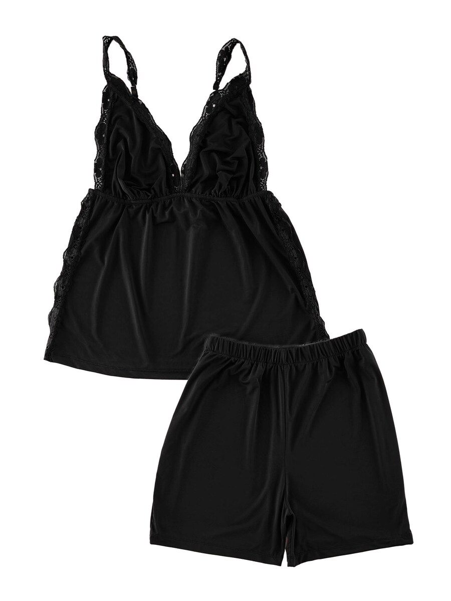 Короткий пижамный комплект Trendyol Curve, черный 
Короткий пижамный комплект Trendyol Curve, черный