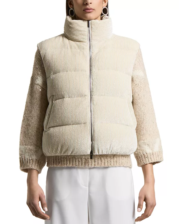 Пуховый жилет с воротником-стойкой Peserico, белый
Пуховый жилет с воротником-стойкой Peserico, белый