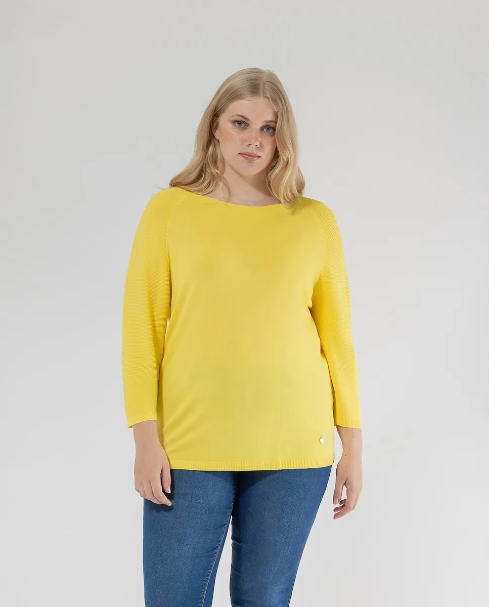 Женский свитер с вырезом лодочкой и рукавами 3/4 October, жёлтый
Женский свитер с вырезом лодочкой и рукавами 3/4 October, жёлтый