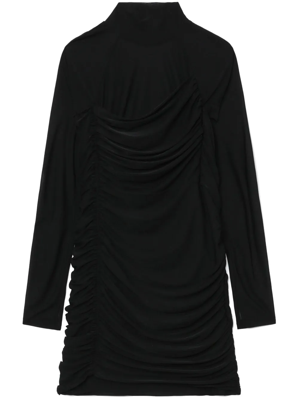 Платье мини с длинными рукавами и сборками Helmut Lang, черный 
Платье мини с длинными рукавами и сборками Helmut Lang, черный