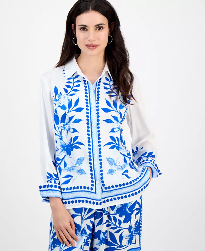 Блузка из хлопка с цветочным принтом, Petite I.N.C. International Concepts, синий
Блузка из хлопка с цветочным принтом, Petite I.N.C. International Concepts, синий