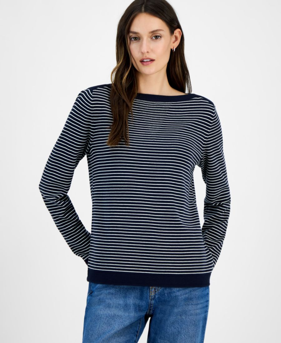 Женский хлопковый свитер в полоску с вырезом-лодочкой Nautica Jeans, Night Sky/ White Swan
Женский хлопковый свитер в полоску с вырезом-лодочкой Nautica Jeans, Night Sky/ White Swan