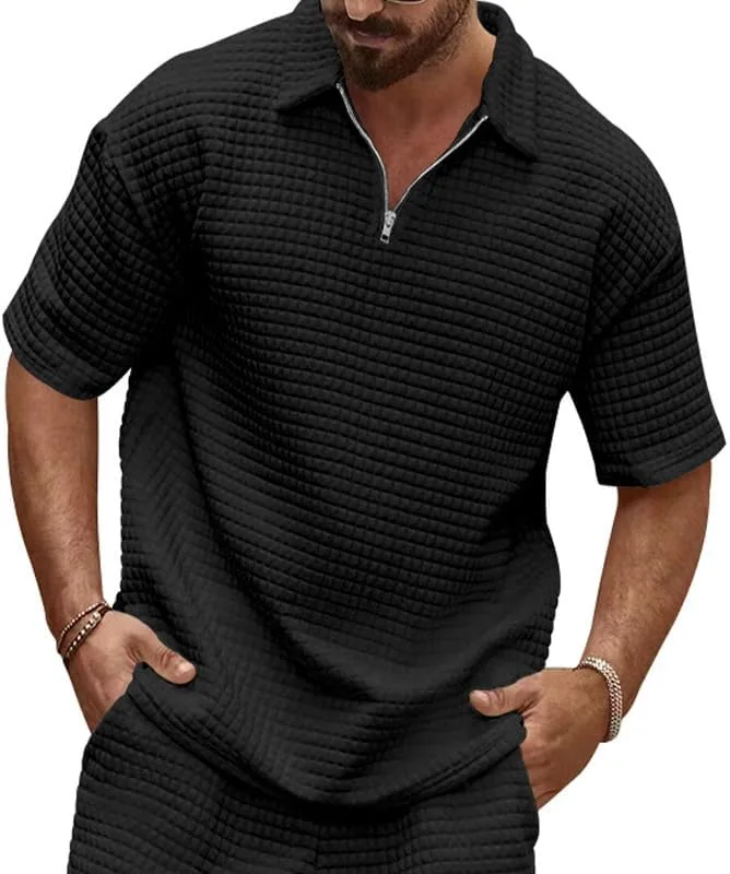 Мужская футболка поло с v-образным вырезом и клетчатым жаккардом
Мужская футболка поло с v-образным вырезом и клетчатым жаккардом