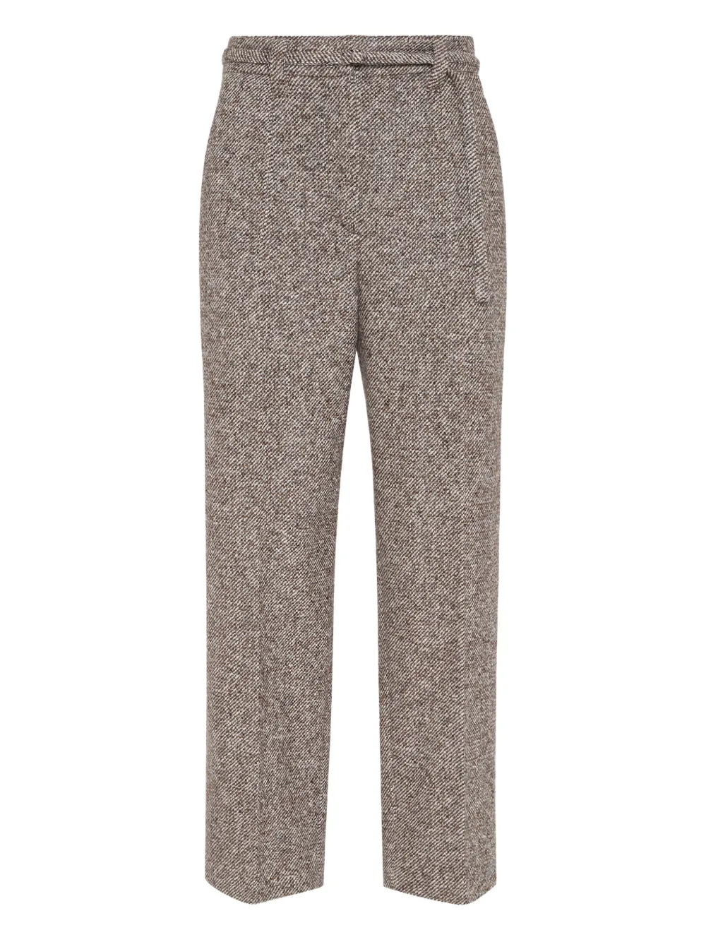 Твидовые брюки с поясом Brunello Cucinelli, коричневый 
Твидовые брюки с поясом Brunello Cucinelli, коричневый