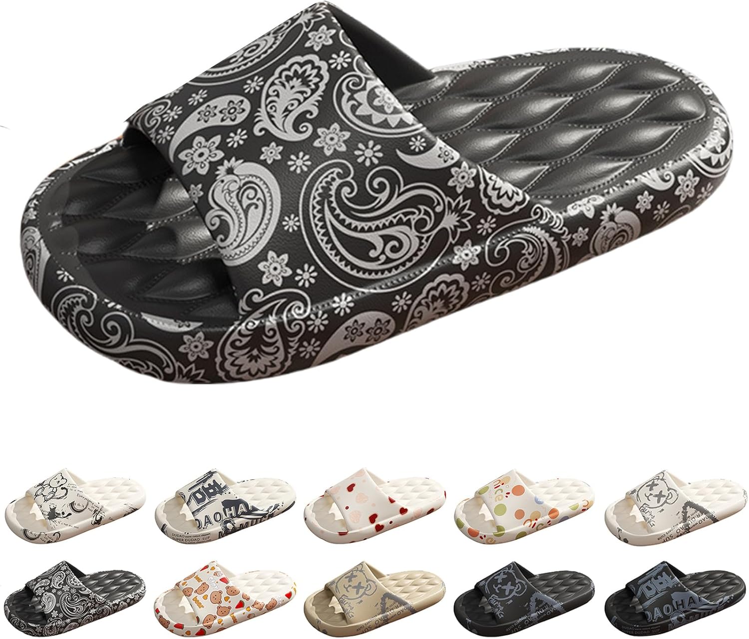 Модные шлепанцы Gezolligheid с мультяшным принтом для мужчин и женщин, для пар, с нескользящей подошвой на платформе, унисекс, повседневные открытые сандалии с нескользящей подошвой для дома, улицы и ванной, черный
Модные шлепанцы Gezolligheid с мультяшным принтом для мужчин и женщин, для пар, с нескользящей подошвой на платформе, унисекс, повседневные открытые сандалии с нескользящей подошвой для дома, улицы и ванной, черный