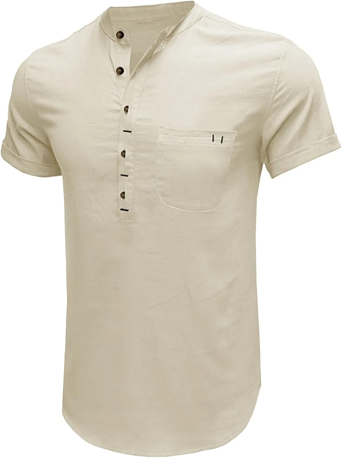 Мужская льняная футболка с воротником стойкой и пуговицами V-образного выреза SWJGLITTR
Мужская льняная футболка с воротником стойкой и пуговицами V-образного выреза SWJGLITTR