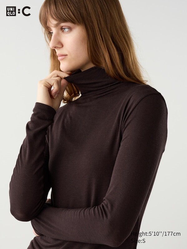 Очень теплая футболка из смеси кашемира heattech с высоким воротом Uniqlo, коричневый
Очень теплая футболка из смеси кашемира heattech с высоким воротом Uniqlo, коричневый