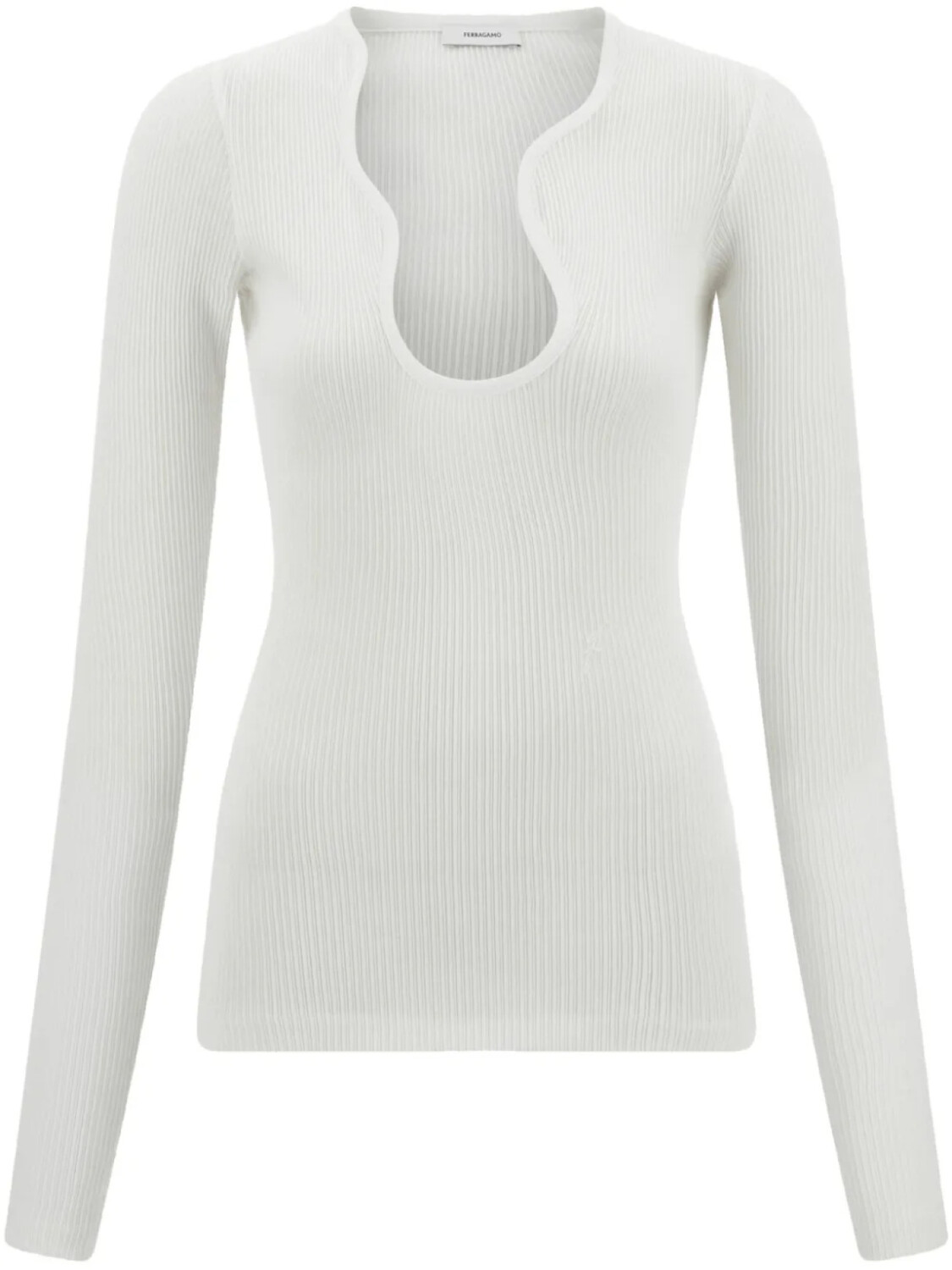Свитер Ferragamo с волнистым вырезом, белый
Свитер Ferragamo с волнистым вырезом, белый