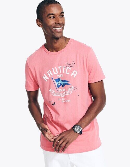Мужская футболка с короткими рукавами Nautica, розовый 
Мужская футболка с короткими рукавами Nautica, розовый