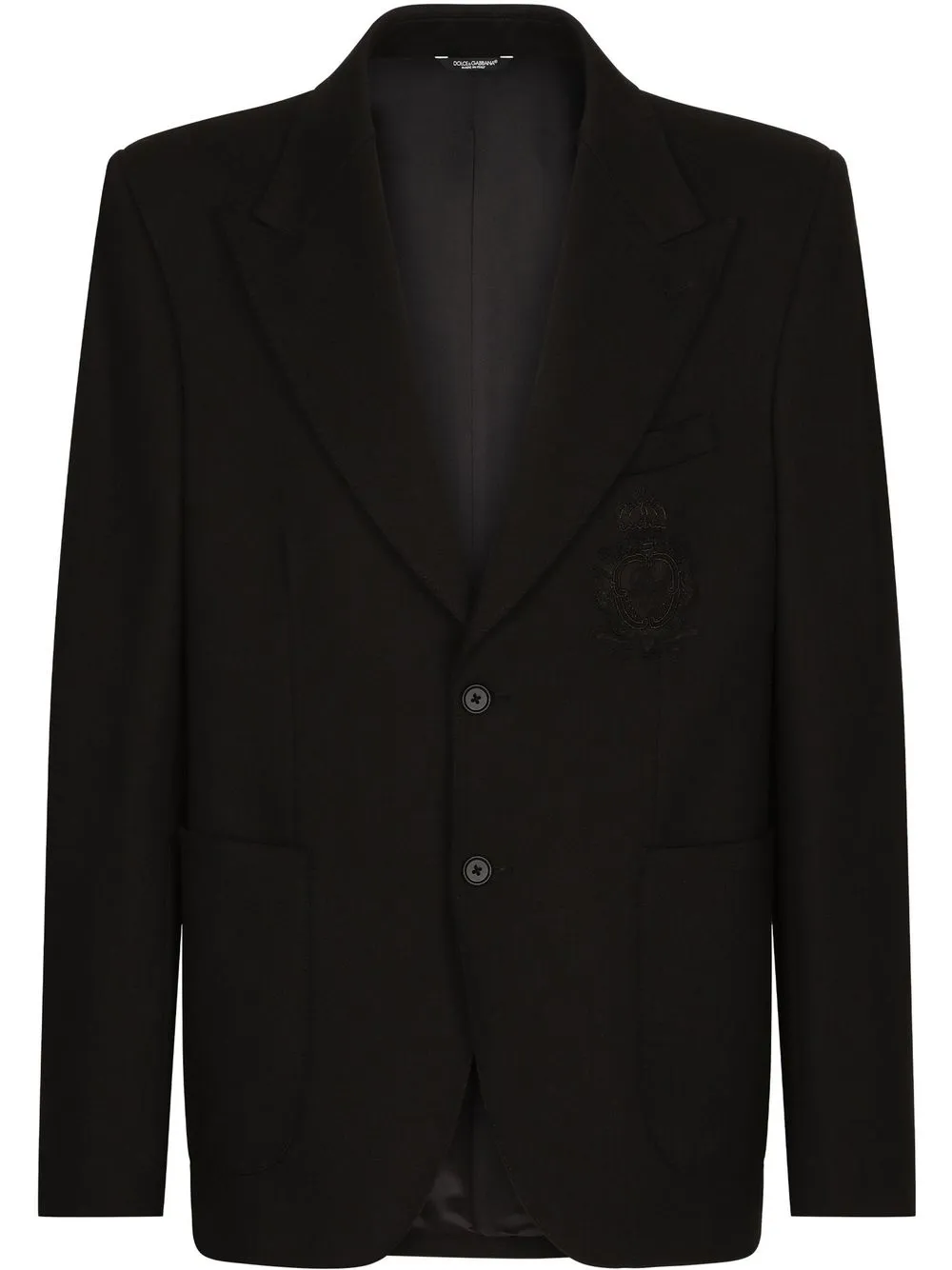 Однобортный пиджак с нашивкой DOLCE & GABBANA, черный 
Однобортный пиджак с нашивкой DOLCE & GABBANA, черный