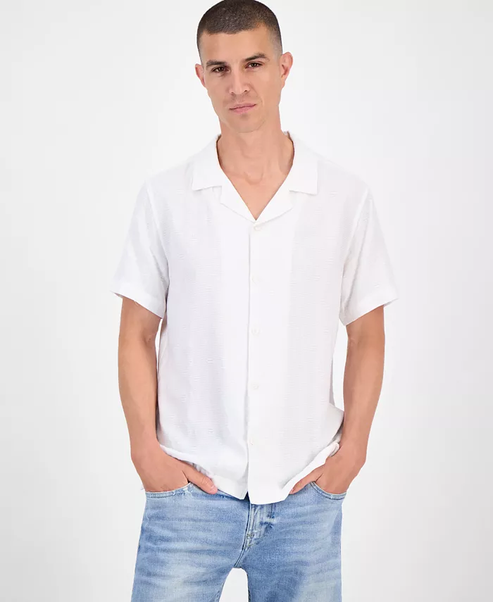 Короткий рукав камвольная рубашка с ромбовидным жаккардовым узором и застежкой на пуговицы Guess, белый
Короткий рукав камвольная рубашка с ромбовидным жаккардовым узором и застежкой на пуговицы Guess, белый