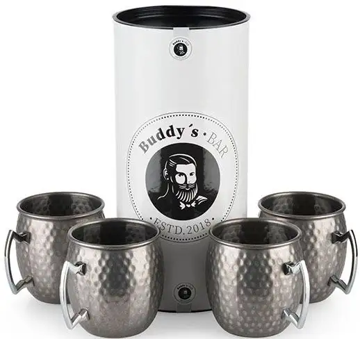 Кружка Buddy's "Buddy's Bar", (4 шт.), Кружка "Москва Мул", 500 мл, высокое качество. Нержавеющая сталь, молотковый эффект Ø 9х9,5 см, цвет silberfarben/edelstahlfarben
Кружка Buddy's "Buddy's Bar", (4 шт.), Кружка "Москва Мул", 500 мл, высокое качество. Нержавеющая сталь, молотковый эффект Ø 9х9,5 см, цвет silberfarben/edelstahlfarben