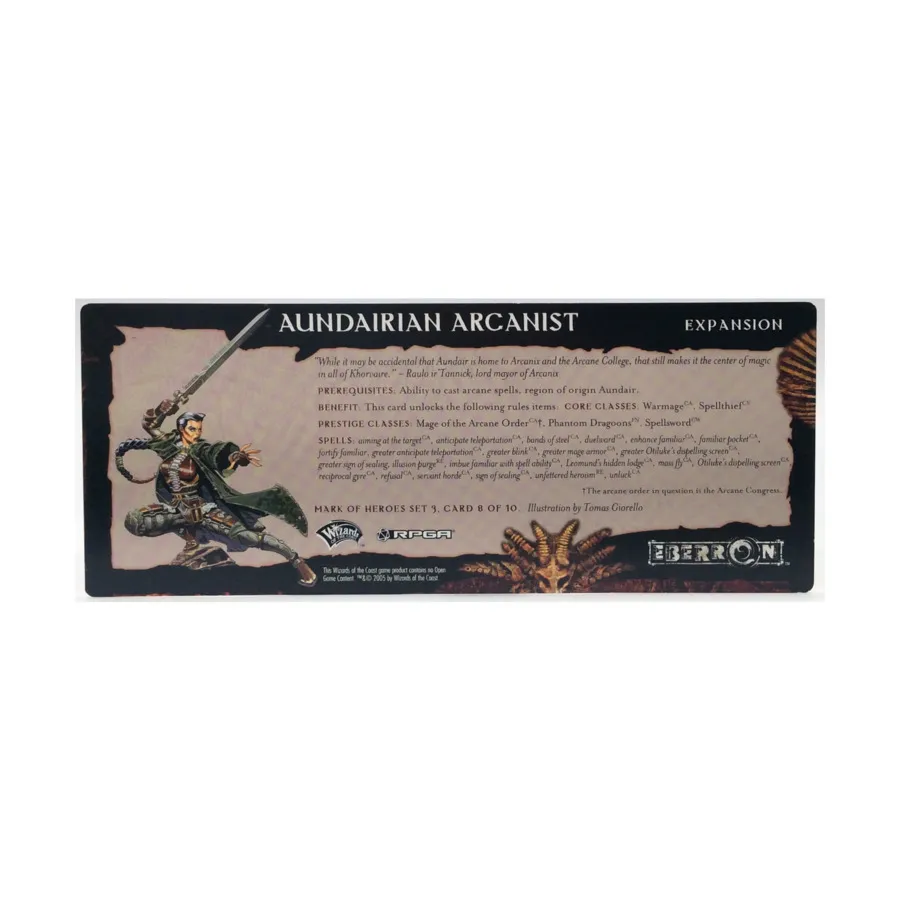 Набор 3 для ролевой игры «Знак героев» — карта 8 из 10, Аундайрианский чародей, Eberron (d20)
Набор 3 для ролевой игры «Знак героев» — карта 8 из 10, Аундайрианский чародей, Eberron (d20)