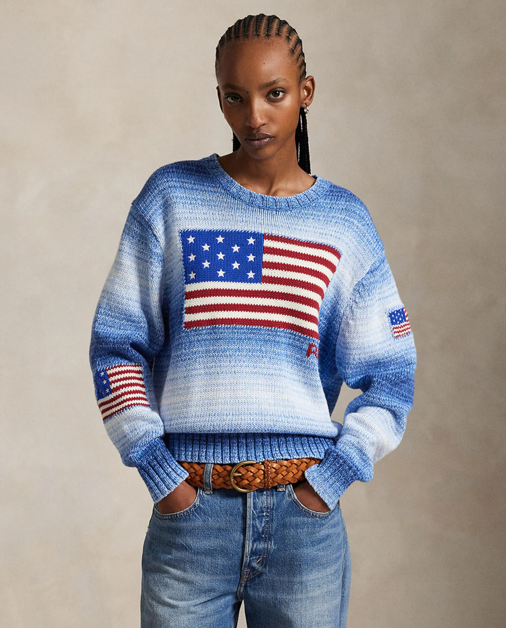 Женский хлопковый свитер с принтом флага Polo Ralph Lauren, синий
Женский хлопковый свитер с принтом флага Polo Ralph Lauren, синий