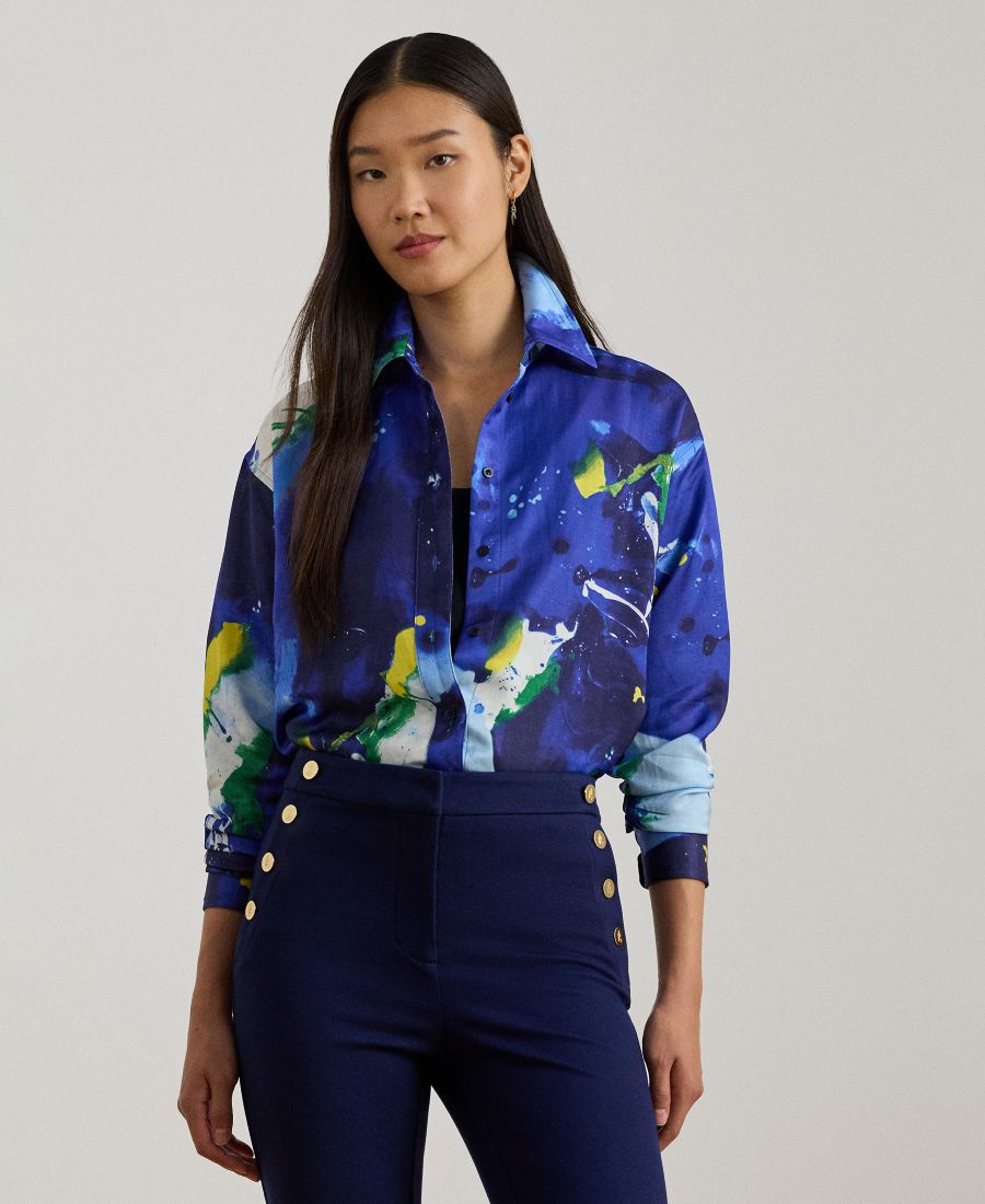 Женская рубашка свободного кроя из крепа с абстрактным принтом Lauren Ralph Lauren, Blue Multi
Женская рубашка свободного кроя из крепа с абстрактным принтом Lauren Ralph Lauren, Blue Multi