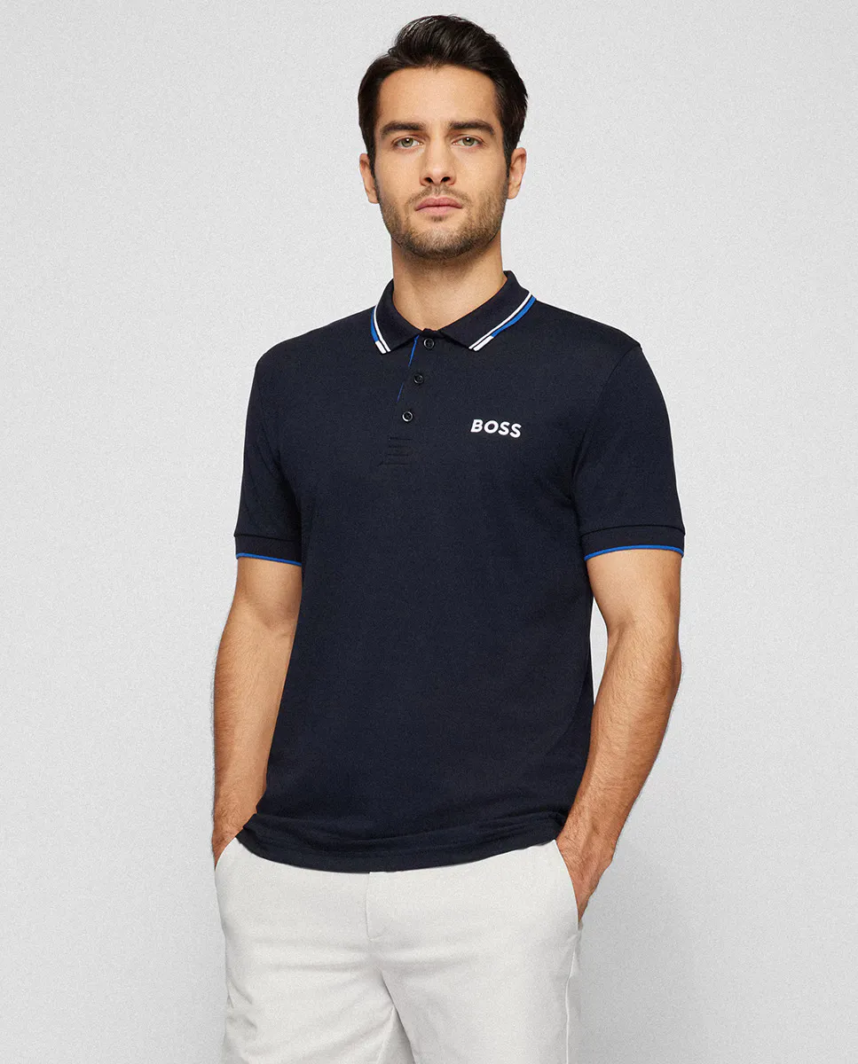 Рубашка-поло из хлопковой смеси с контрастными логотипами Boss, темно-синий
Рубашка-поло из хлопковой смеси с контрастными логотипами Boss, темно-синий