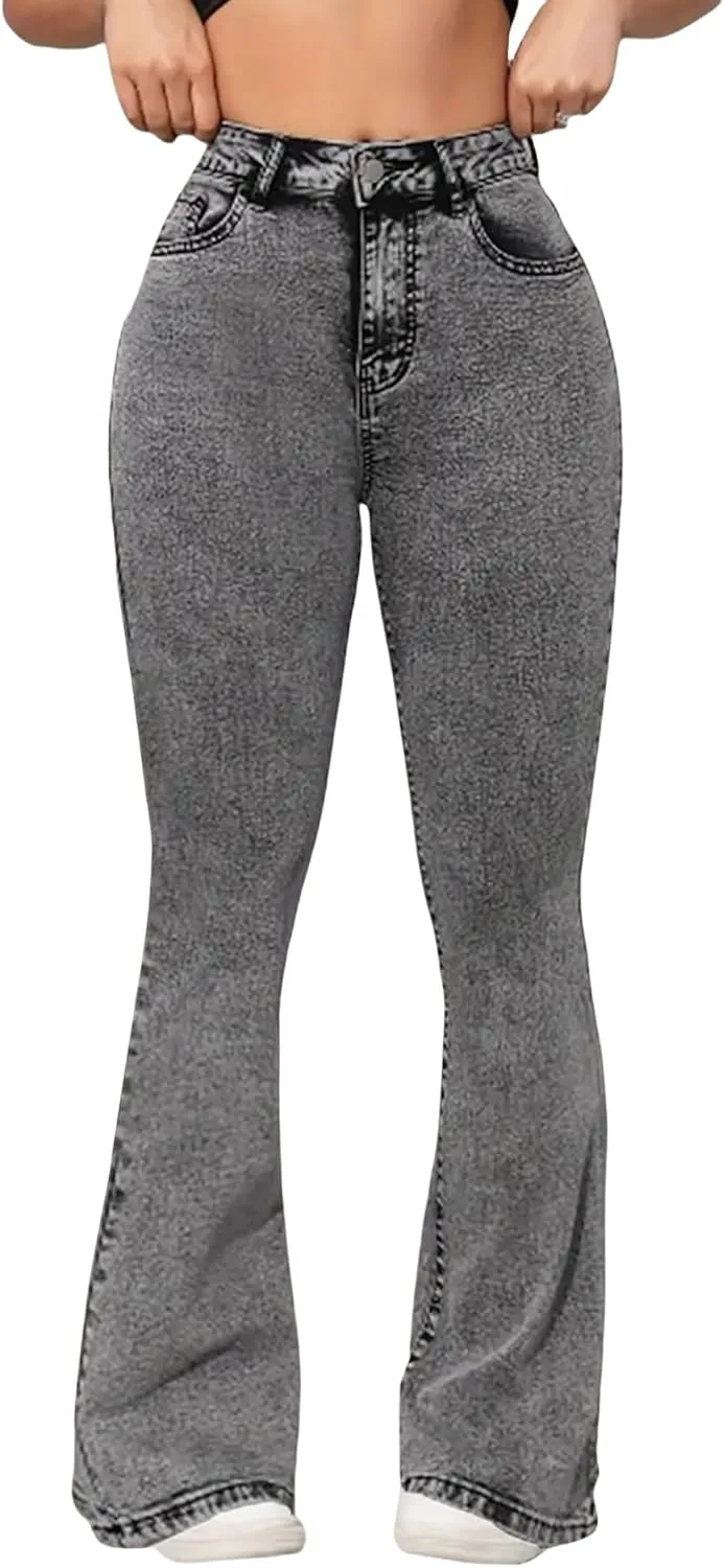 Женские джинсы с высокой талией, серые, растягивающиеся, расклешенные TimeGofate
Женские джинсы с высокой талией, серые, растягивающиеся, расклешенные TimeGofate