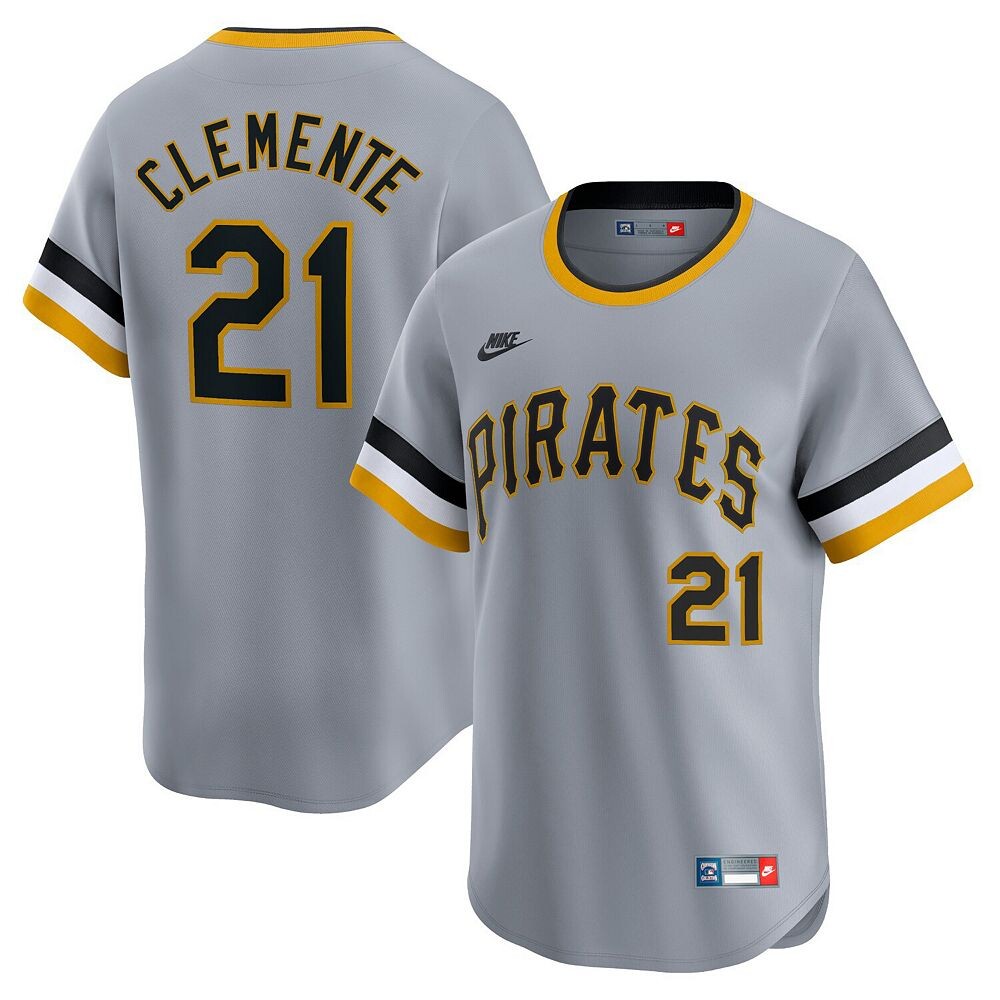 Мужское джерси Nike Roberto Clemente Grey Pittsburgh Pirates Throwback Cooperstown Collection Limited, цвет Pir Grey
Мужское джерси Nike Roberto Clemente Grey Pittsburgh Pirates Throwback Cooperstown Collection Limited, цвет Pir Grey