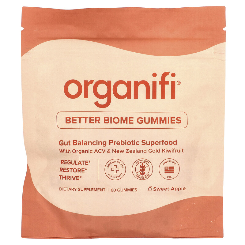 Organifi, Better Biome, жевательные мармеладки, сладкое яблоко, 60 жевательных таблеток
Organifi, Better Biome, жевательные мармеладки, сладкое яблоко, 60 жевательных таблеток