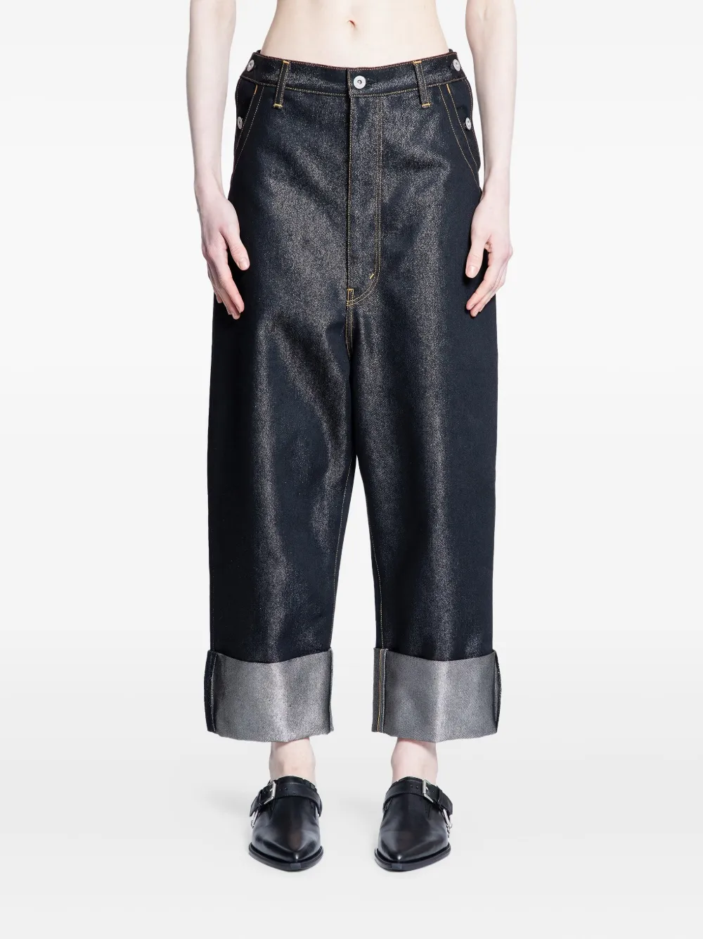 Металлические джинсы с подворотами JUNYA WATANABE, черный
Металлические джинсы с подворотами JUNYA WATANABE, черный