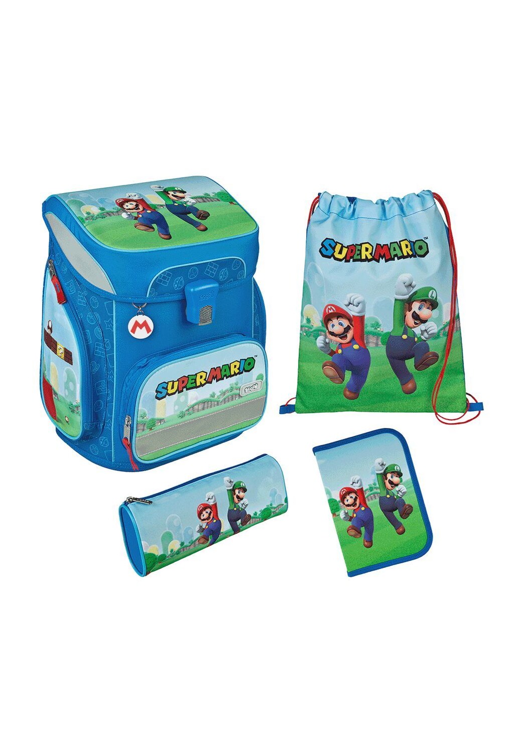 Набор школьных сумок EasyFit Super Mario, 5 предметов Scooli, цвет Super Mario 
Набор школьных сумок EasyFit Super Mario, 5 предметов Scooli, цвет Super Mario