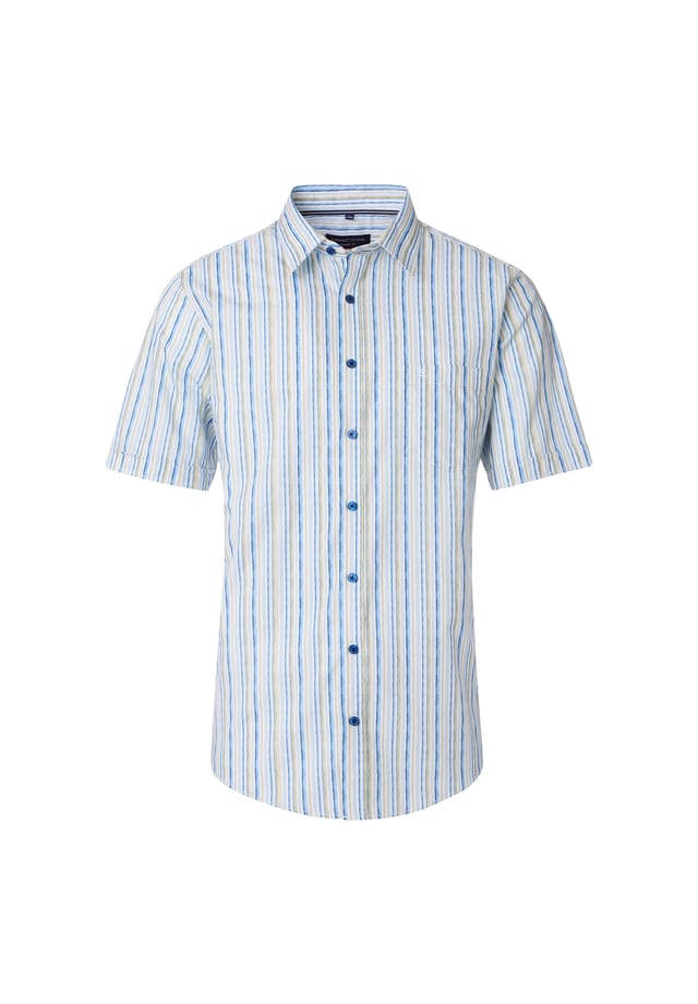 Повседневная рубашка с коротким рукавом в полоску свободного покроя Casamoda, голубой 
Повседневная рубашка с коротким рукавом в полоску свободного покроя Casamoda, голубой