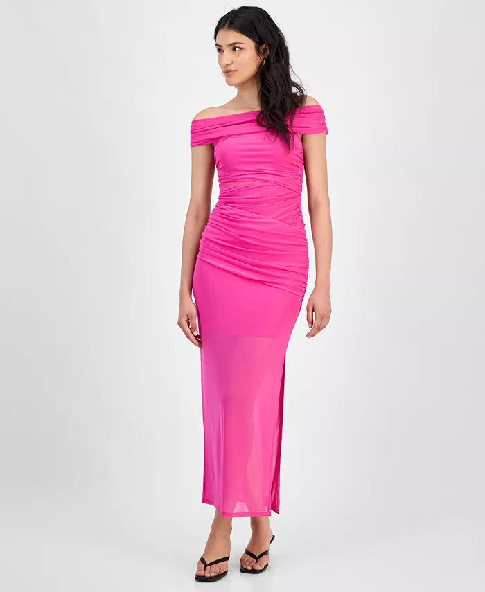 Женское платье с открытыми плечами и сборками из сетки Bar III, розовый
Женское платье с открытыми плечами и сборками из сетки Bar III, розовый