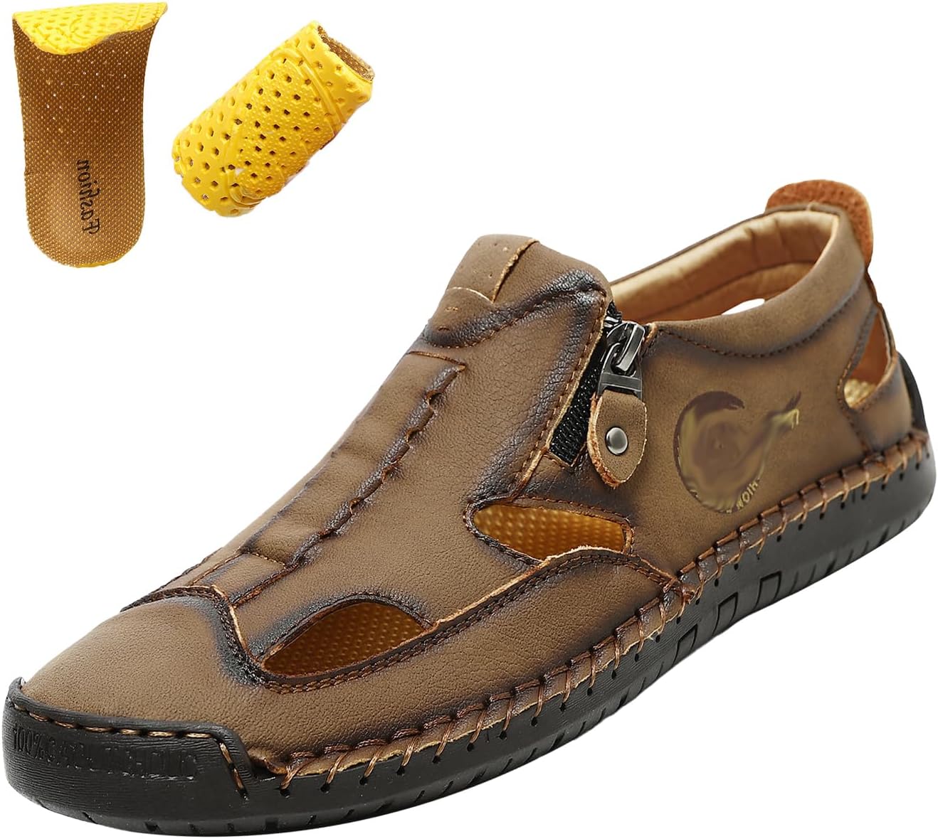 Мужские летние кожаные слипоны, винтажные удобные лоферы с ручной строчкой, молнией, и прогулок, модные кеды Moyowei, коричневый
Мужские летние кожаные слипоны, винтажные удобные лоферы с ручной строчкой, молнией, и прогулок, модные кеды Moyowei, коричневый
