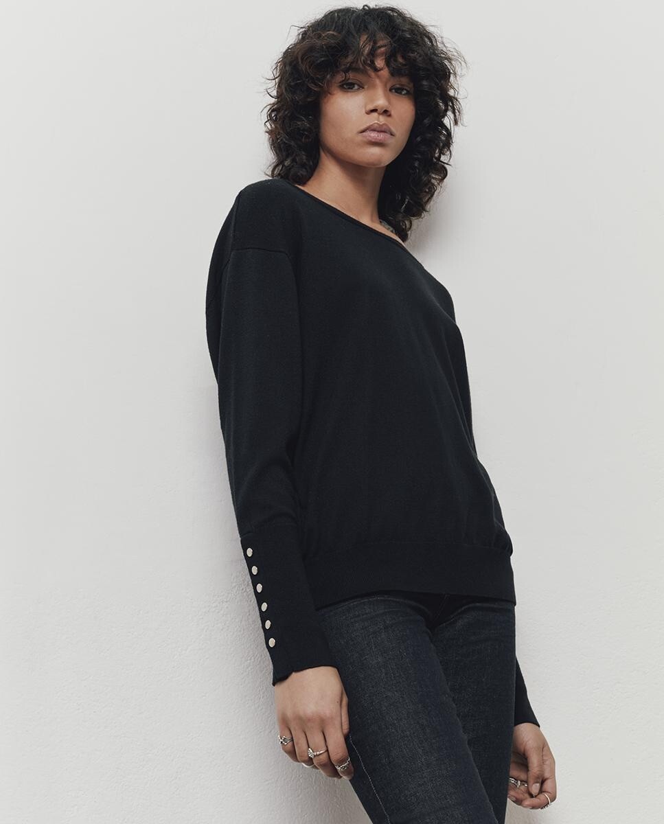 Вязаный женский кардиган с пуговицами на рукавах IKKS, черный
Вязаный женский кардиган с пуговицами на рукавах IKKS, черный