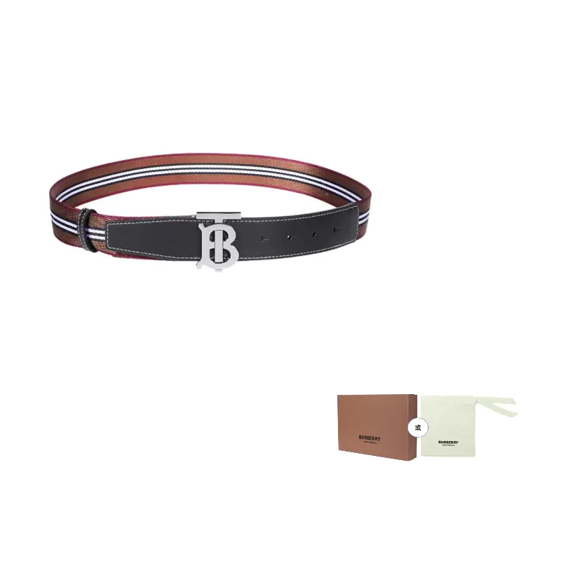 Burberry Ремень с полосатой тесьмой, Brown 
Burberry Ремень с полосатой тесьмой, Brown