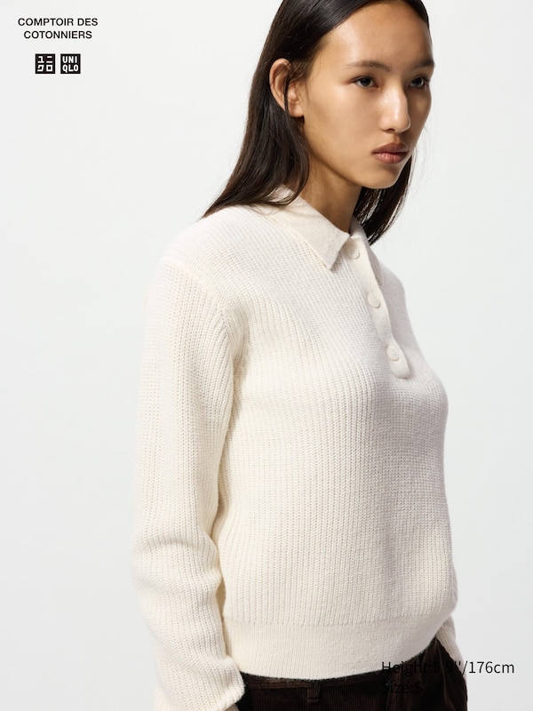 Джемпер поло из шерстяной смеси Uniqlo, 01 off white
Джемпер поло из шерстяной смеси Uniqlo, 01 off white