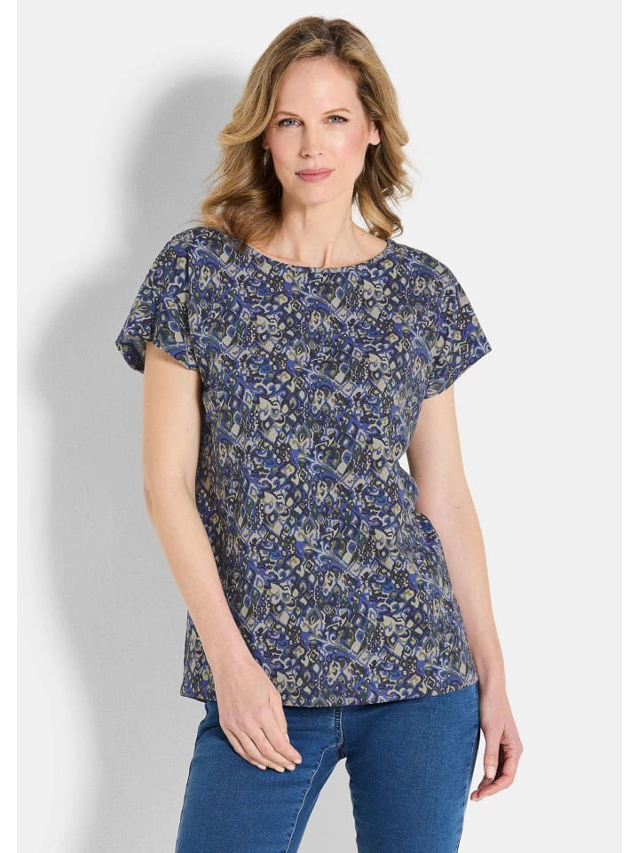Блузка с принтом, короткими рукавами и вырезом-лодочкой, синего/каменного/узорчатого цвета GOLDNER
Блузка с принтом, короткими рукавами и вырезом-лодочкой, синего/каменного/узорчатого цвета GOLDNER