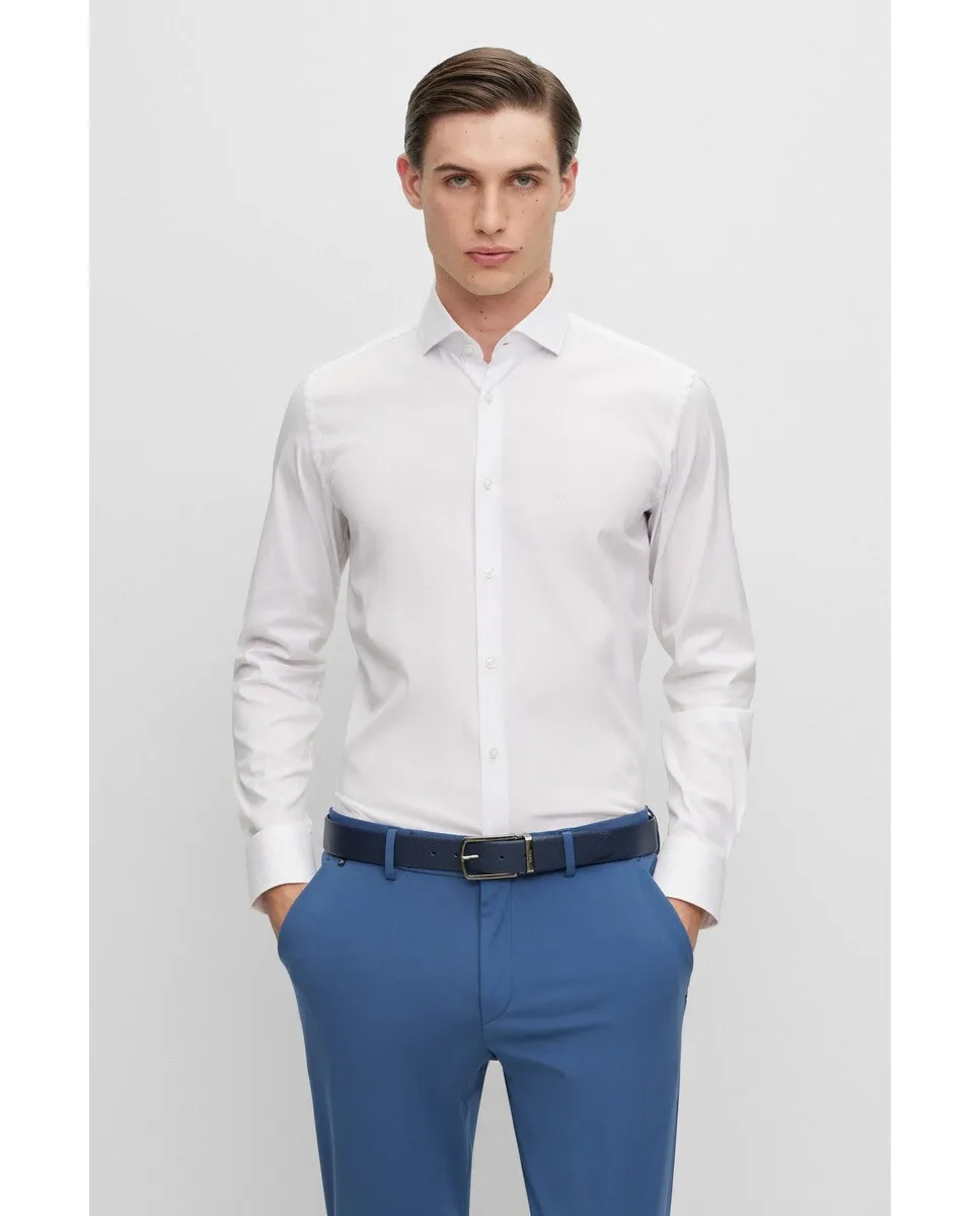 Мужская рубашка из хлопкового поплина приталенного кроя, которую легко гладить Boss, белый
Мужская рубашка из хлопкового поплина приталенного кроя, которую легко гладить Boss, белый