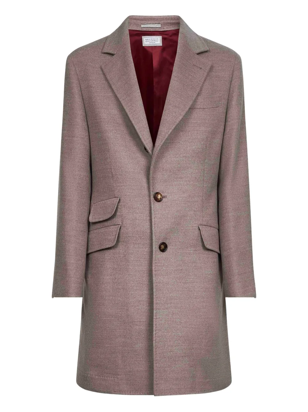 Однобортное пальто с заостренными лацканами Brunello Cucinelli, красный
Однобортное пальто с заостренными лацканами Brunello Cucinelli, красный