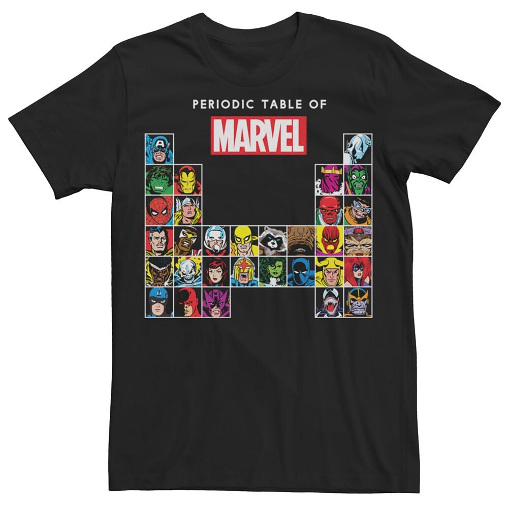 Мужская футболка с рисунком периодической таблицы Marvel Licensed Character, черный
Мужская футболка с рисунком периодической таблицы Marvel Licensed Character, черный
