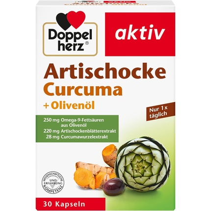 Артишок + Оливковое масло + Куркумин, травяная добавка с экстрактом артишока и куркумы и жирными кислотами Омега-9, 30 капсул Doppelherz
Артишок + Оливковое масло + Куркумин, травяная добавка с экстрактом артишока и куркумы и жирными кислотами Омега-9, 30 капсул Doppelherz