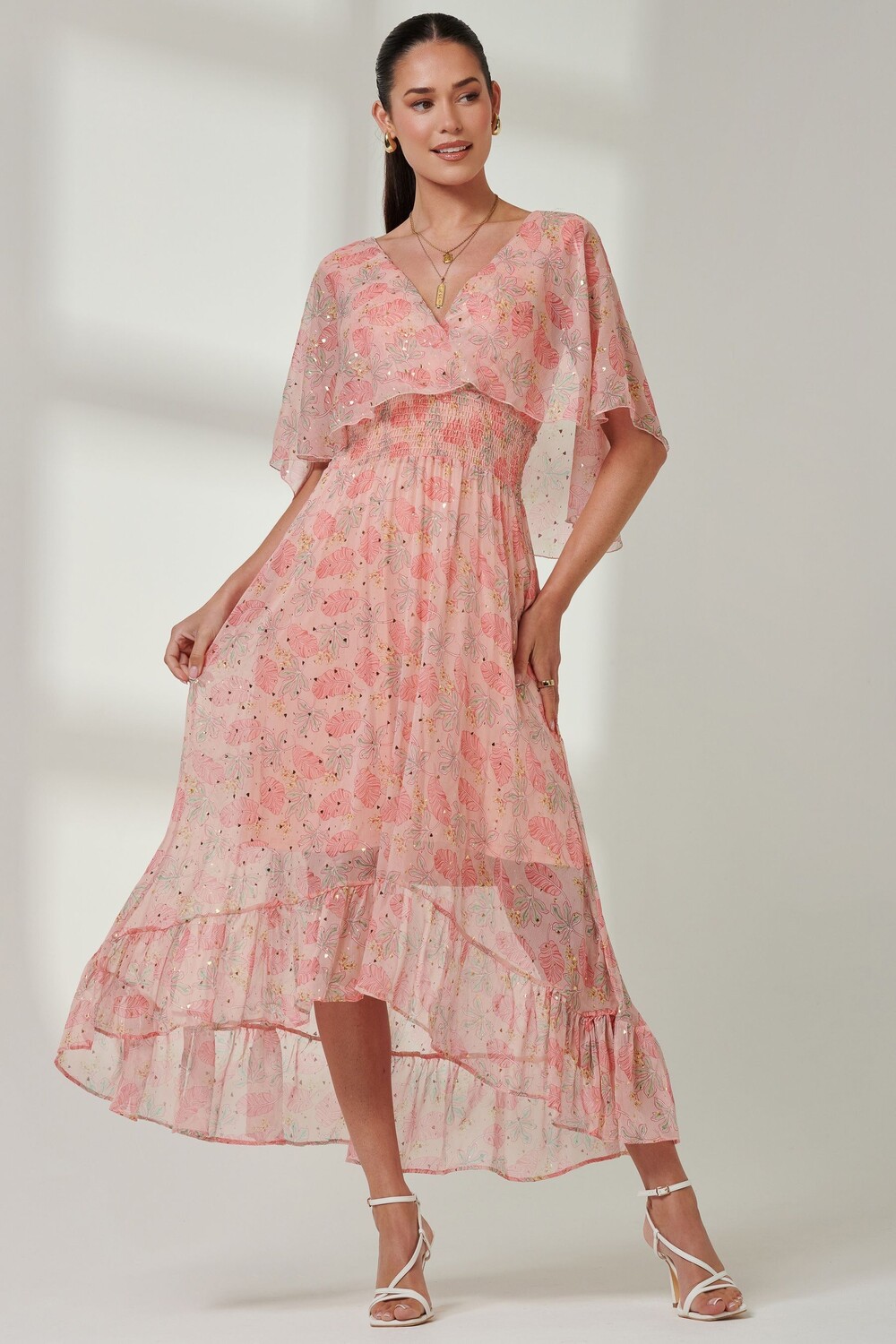 Шифоновое платье макси с рюшами и V-образным вырезом Jolie Moi, оранжевый
Шифоновое платье макси с рюшами и V-образным вырезом Jolie Moi, оранжевый