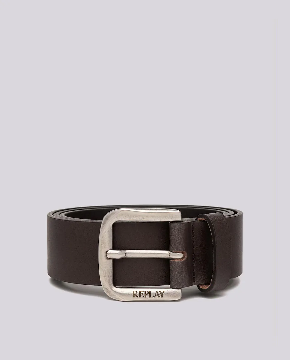 Мужской кожаный ремень с пряжкой-логотипом Replay, темно-коричневый
Мужской кожаный ремень с пряжкой-логотипом Replay, темно-коричневый