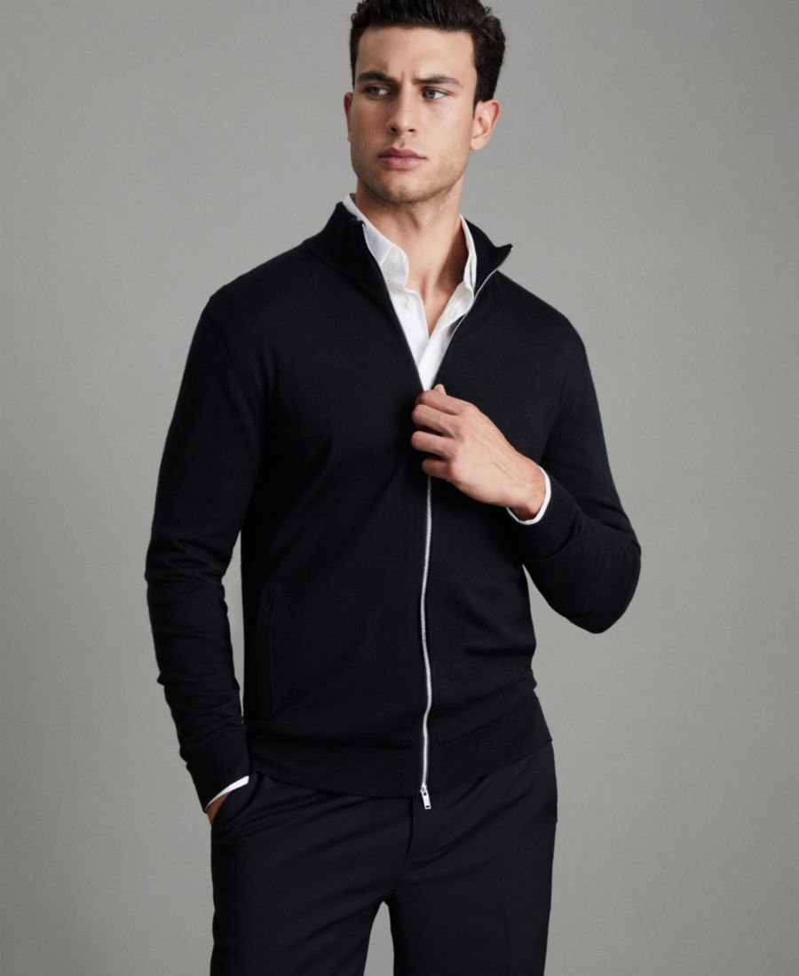 Мужской кардиган с воротником-стойкой из мериносовой шерсти REISS, Black
Мужской кардиган с воротником-стойкой из мериносовой шерсти REISS, Black