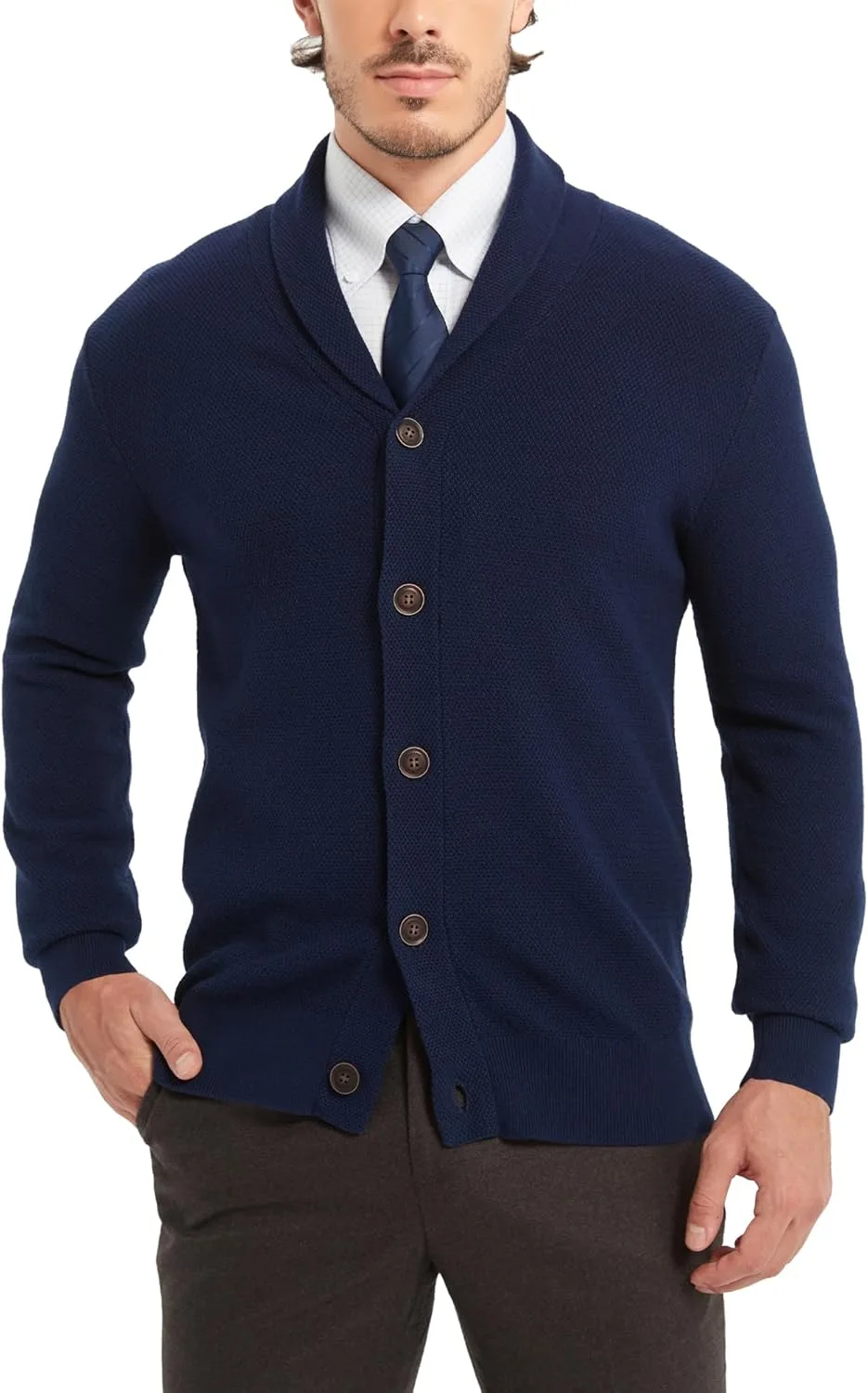 Мужской кардиган Kallspin из чистого хлопка с воротником-шалью
Мужской кардиган Kallspin из чистого хлопка с воротником-шалью