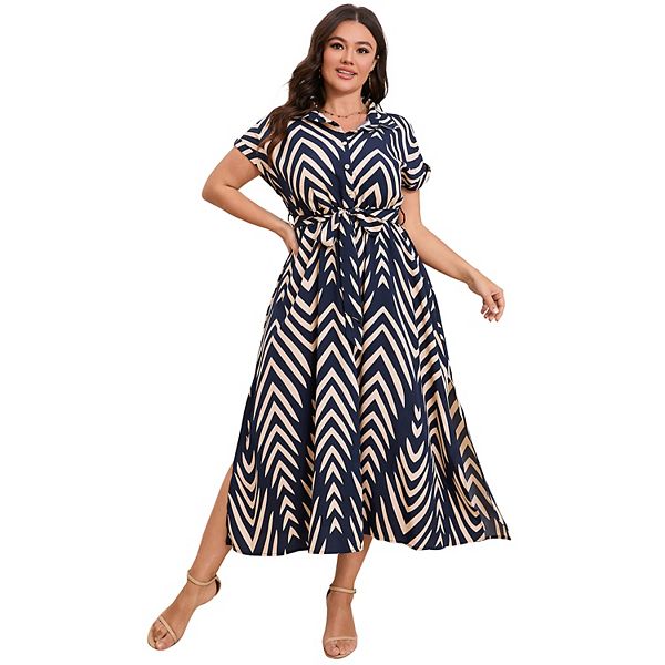 Платье-рубашка с лацканами Plus size для женщин с коротким рукавом и боковым разрезом Seoria, Blue Ripple
Платье-рубашка с лацканами Plus size для женщин с коротким рукавом и боковым разрезом Seoria, Blue Ripple