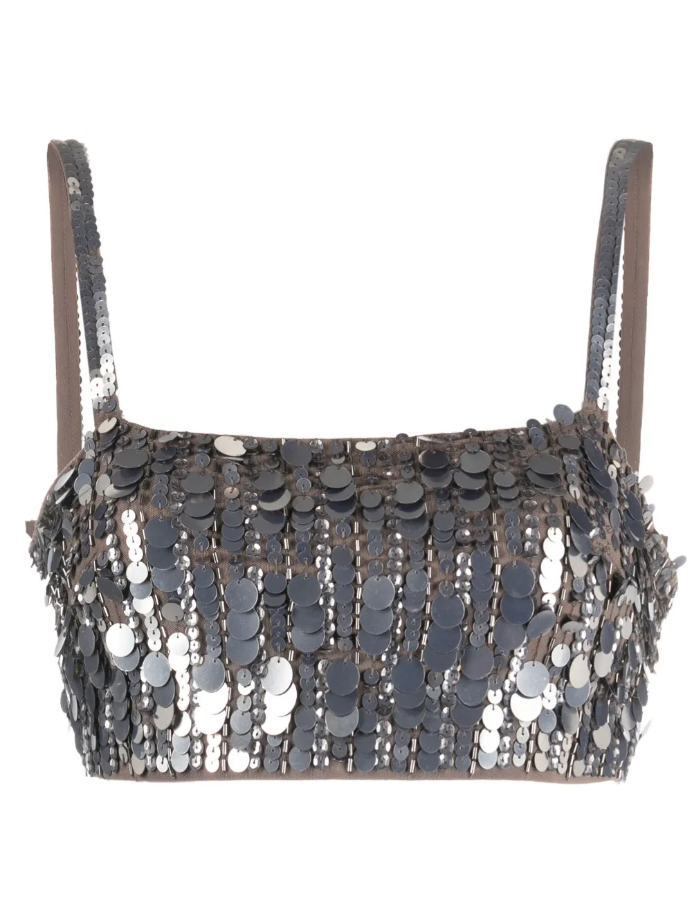 Укороченный топ с пайетками P.A.R.O.S.H., коричневый
Укороченный топ с пайетками P.A.R.O.S.H., коричневый