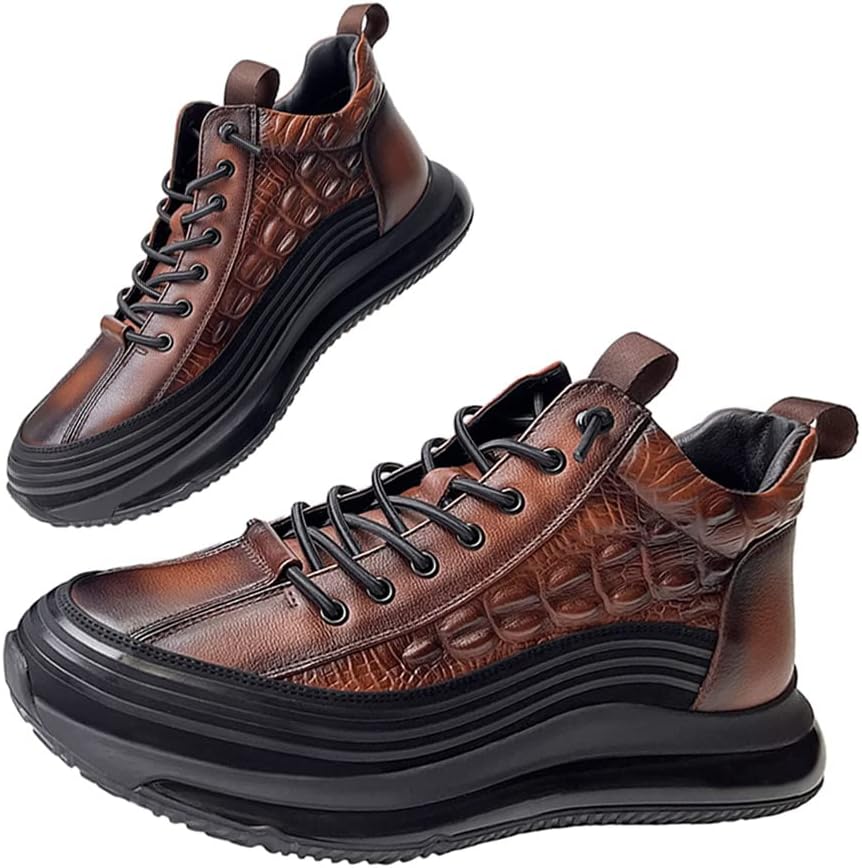 Мужские кроссовки из коровьей кожи с анималистичным принтом, воздушной подушкой, эластичные, высокие, мягкая кожа, поднимающие рост, с нескользящей подошвой, на шнуровке, повседневные Crazysavage, коричневый
Мужские кроссовки из коровьей кожи с анималистичным принтом, воздушной подушкой, эластичные, высокие, мягкая кожа, поднимающие рост, с нескользящей подошвой, на шнуровке, повседневные Crazysavage, коричневый