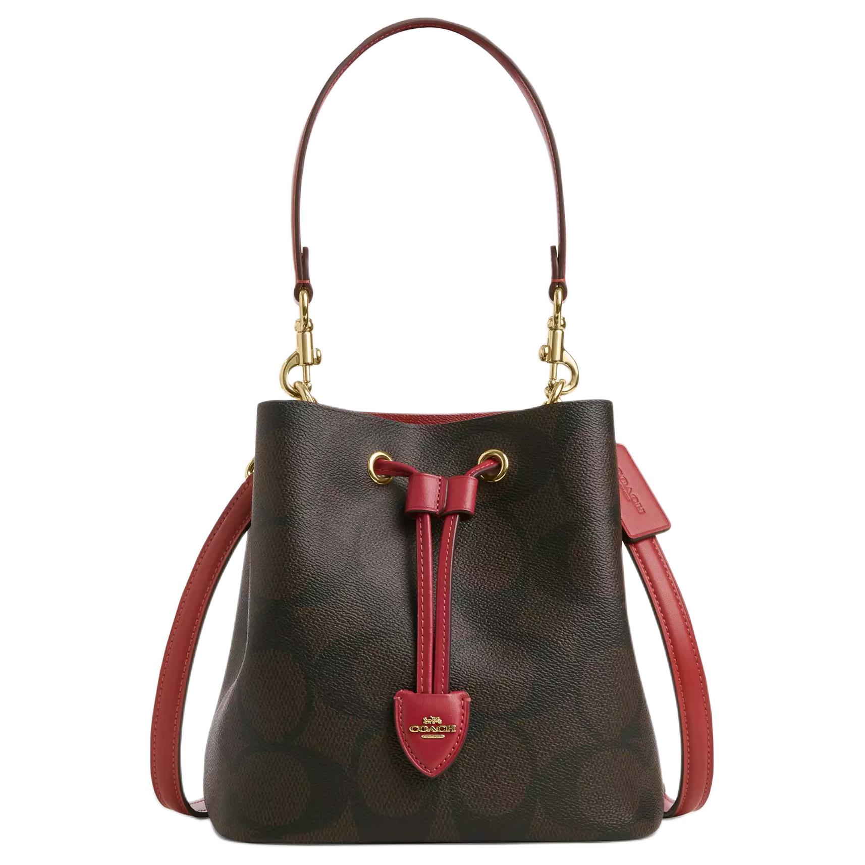 COACH Рюкзак из прорезиненной ткани через плечо маленький женский коричневый и красный
COACH Рюкзак из прорезиненной ткани через плечо маленький женский коричневый и красный